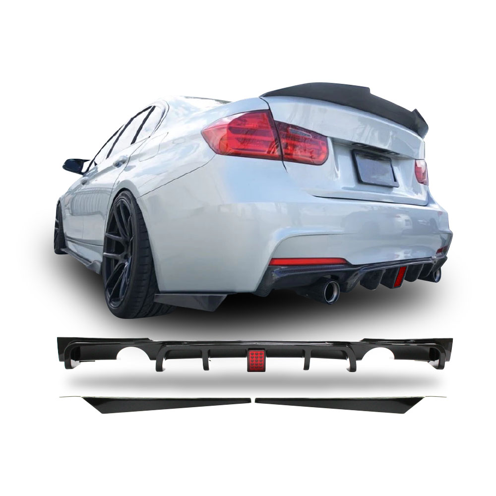 BMW F30 LED 3 PIECE F80 STYLE DIFFUSER DOUBLE OUTLET SINGLE PIPE GLOSS