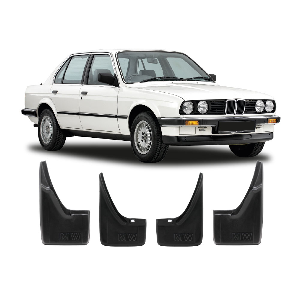 BMW E30 METAL BUMPER MUDFLAPS 4PC SET-MFBMWE30