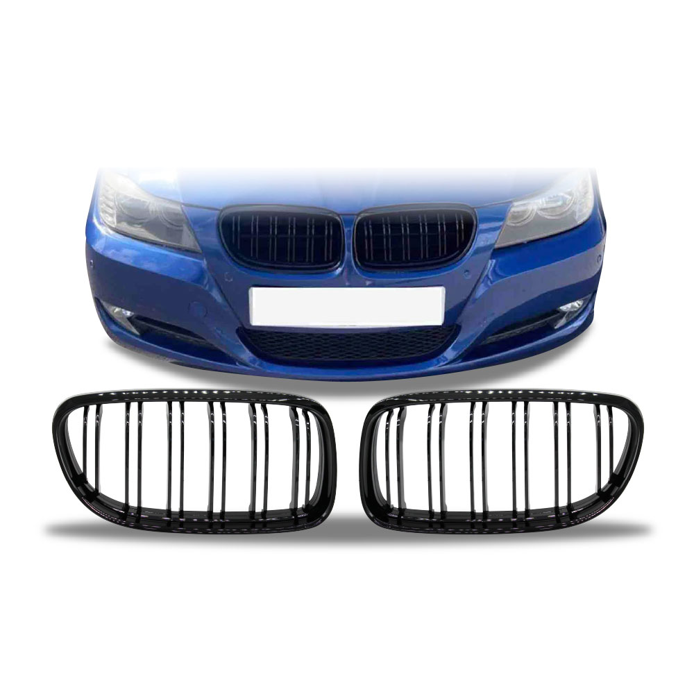 BMW E90 MK2 2009-2011 FACELIFT M4 GRILLS GLOSS BLACK-BMWE90GRILL