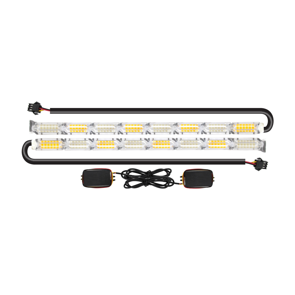 UNIVERSAL 8 LED RUNNING DRL WHITE & ORANGE-DRL-G7LED8WY