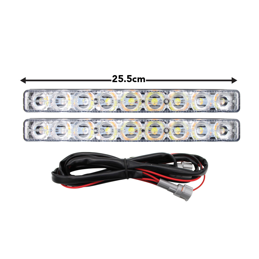 9 LED DRL WHITE AND ORANGE DRL 25.5CM-DRL-9LEDWY