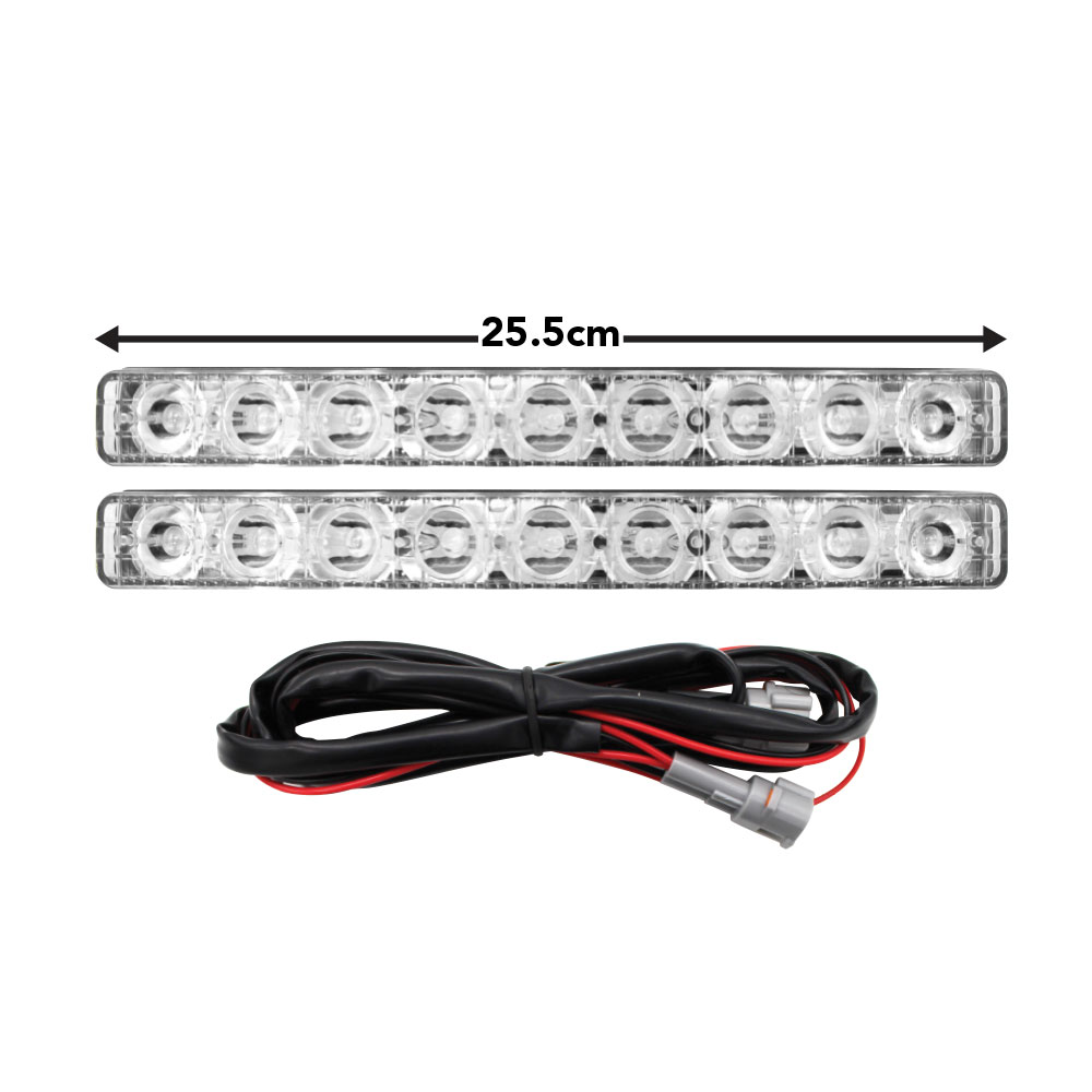 9 LED DRL WHITE ONLY 25.5CM INCLUDING WIRING-DRL-9LEDW