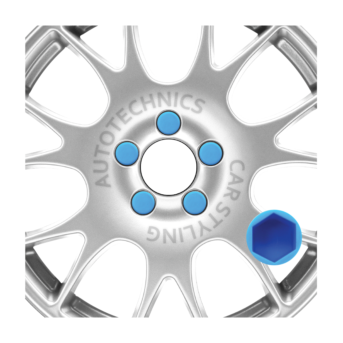 BLUE CIRCLE WHEEL NUT COVERS
