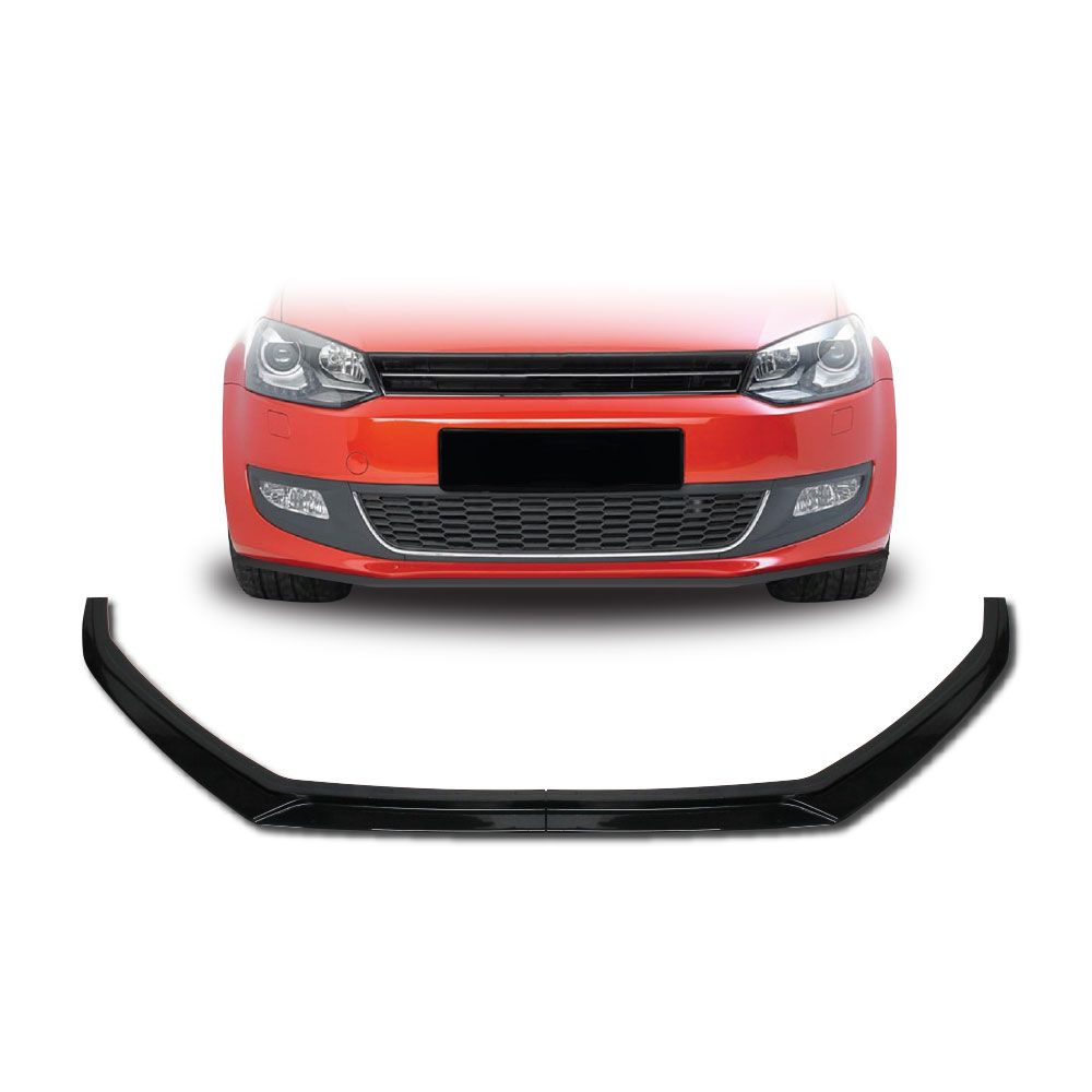 POLO 6 BLADE BROAD FRONT LIP SPOILER 2 PIECE GLOSS BLACK-PFSP9FP