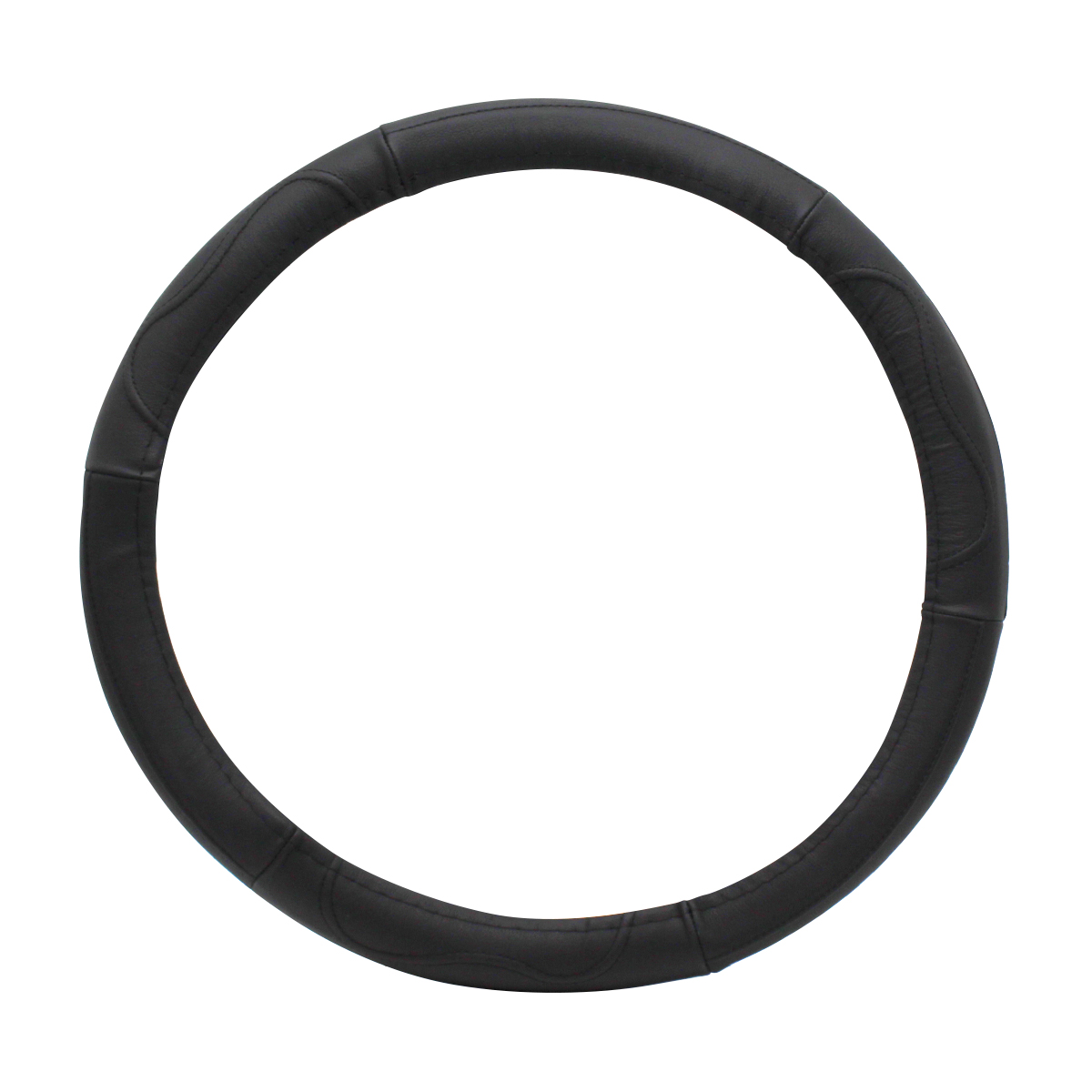 LEATHER STEERING WHEEL COVER BLACK - AutoTech WholeSale