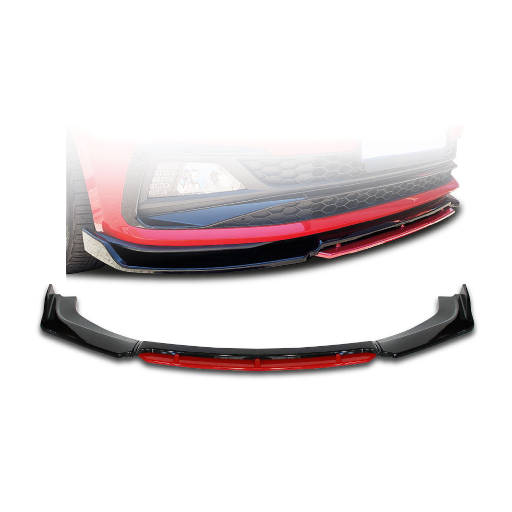 UNIVERSAL FRONT SPOILER SMALL LIP 4 PIECE GLOSS BLACK WITH RED-PFSPUNIV3R