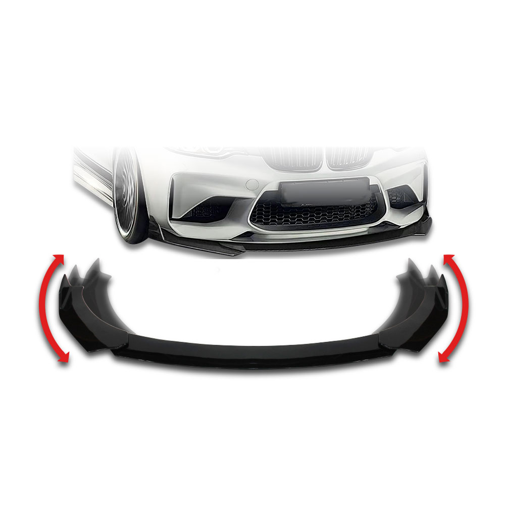 UNIVERSAL ROTATIONAL FRONT SPOILER ROUND LIP 3 PIECE GLOSS BLACK-PFSPUNIVTM811