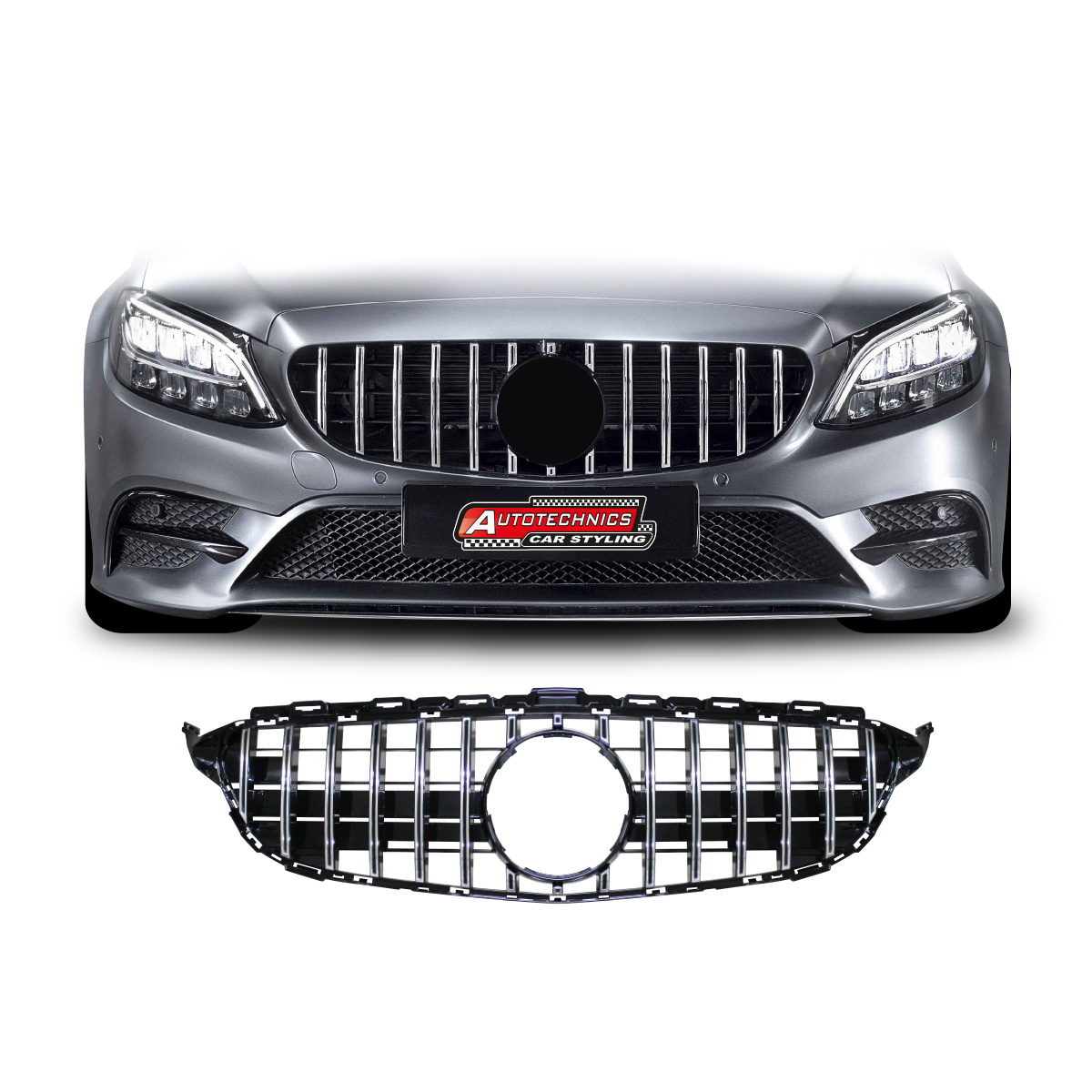 MERCEDES C CLASS W205 GT GRILL WITH CHROME SLATS-W205GRILLGT