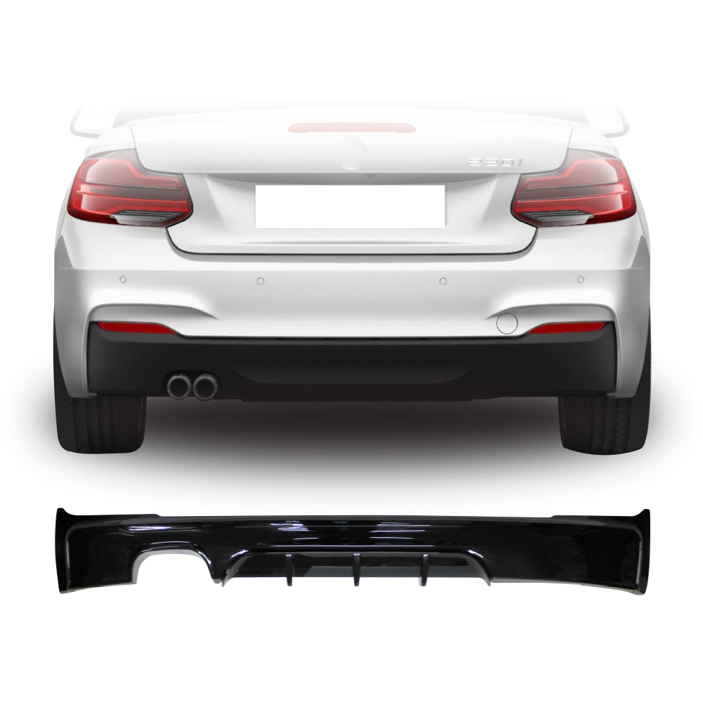 BMW-F22-220i-DIFFUSER-SINGLE-OUTLET-DOUBLE-PIPE-GLOSS-BLACK-NO-LOGO-BMWF22DIFFS