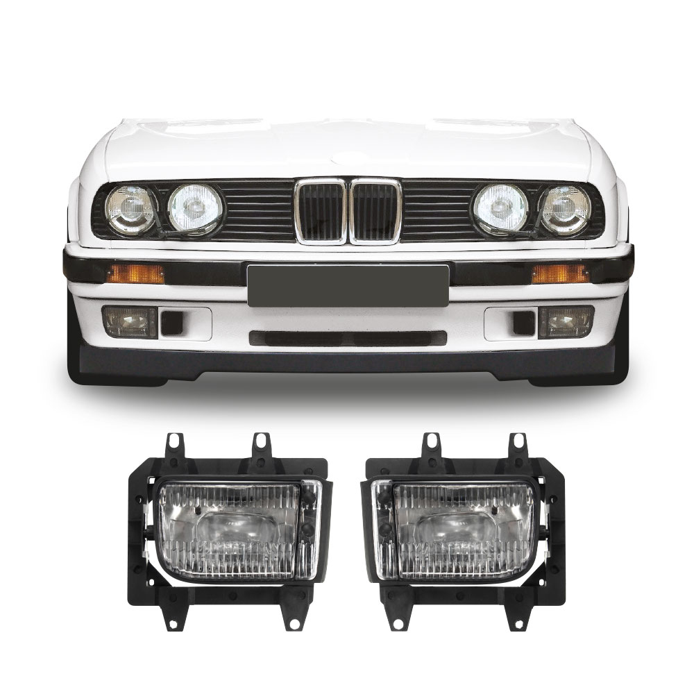 BMW E30 PLASTIC BUMPER CLEAR FOG LIGHTS-SLBME30CR