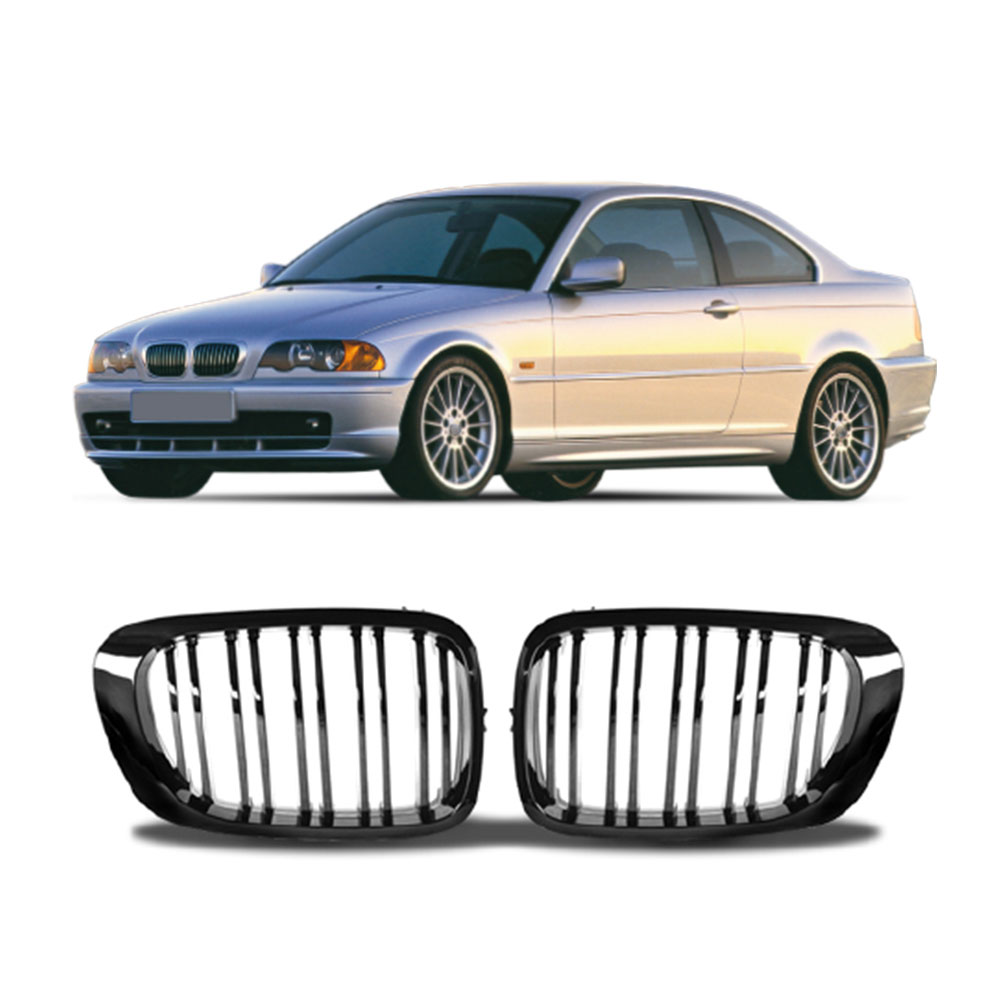 BMW-E46-3-Series-Coupe-M4-Style-Kidney-Grills-NO-LOGO-BMWE462DRGRILL