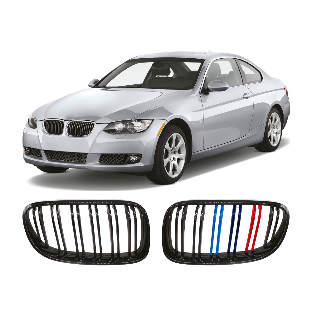 BMW-E92-3-SERIES-M4-STYLE-KIDNEY-GRILLS-M-COLOURS-NO-LOGO-BMWE92GM4M