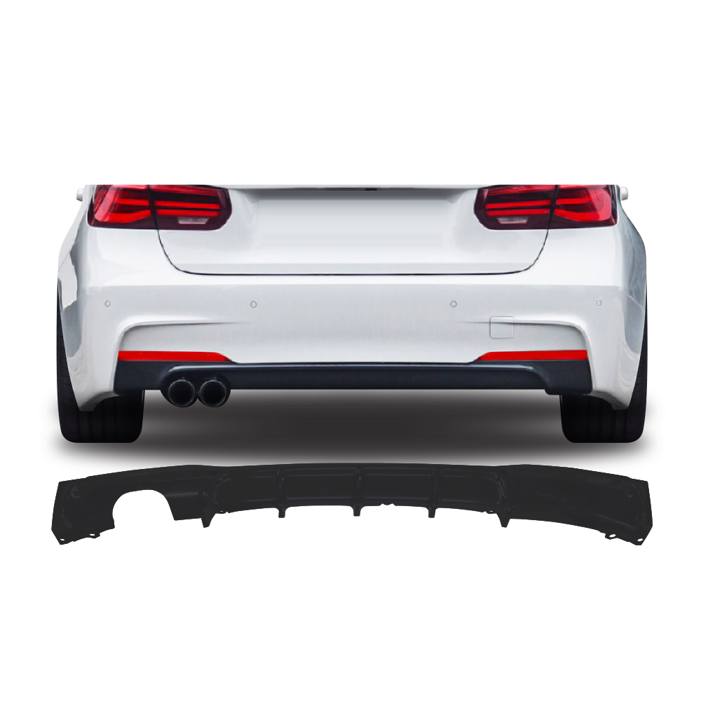 BMW F30 SPORT DIFFUSER SINGLE OUTLET DOUBLE PIPE MATT BLACK-BMWF30R1