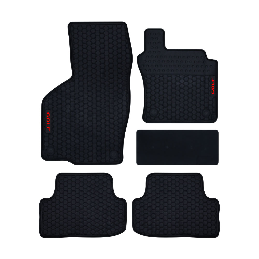 GOLF 7 NON GTI HONEYCOMBE LATEX FITTED MATS RED LETTERING 5 PIECE SET-MATSLGOLF7