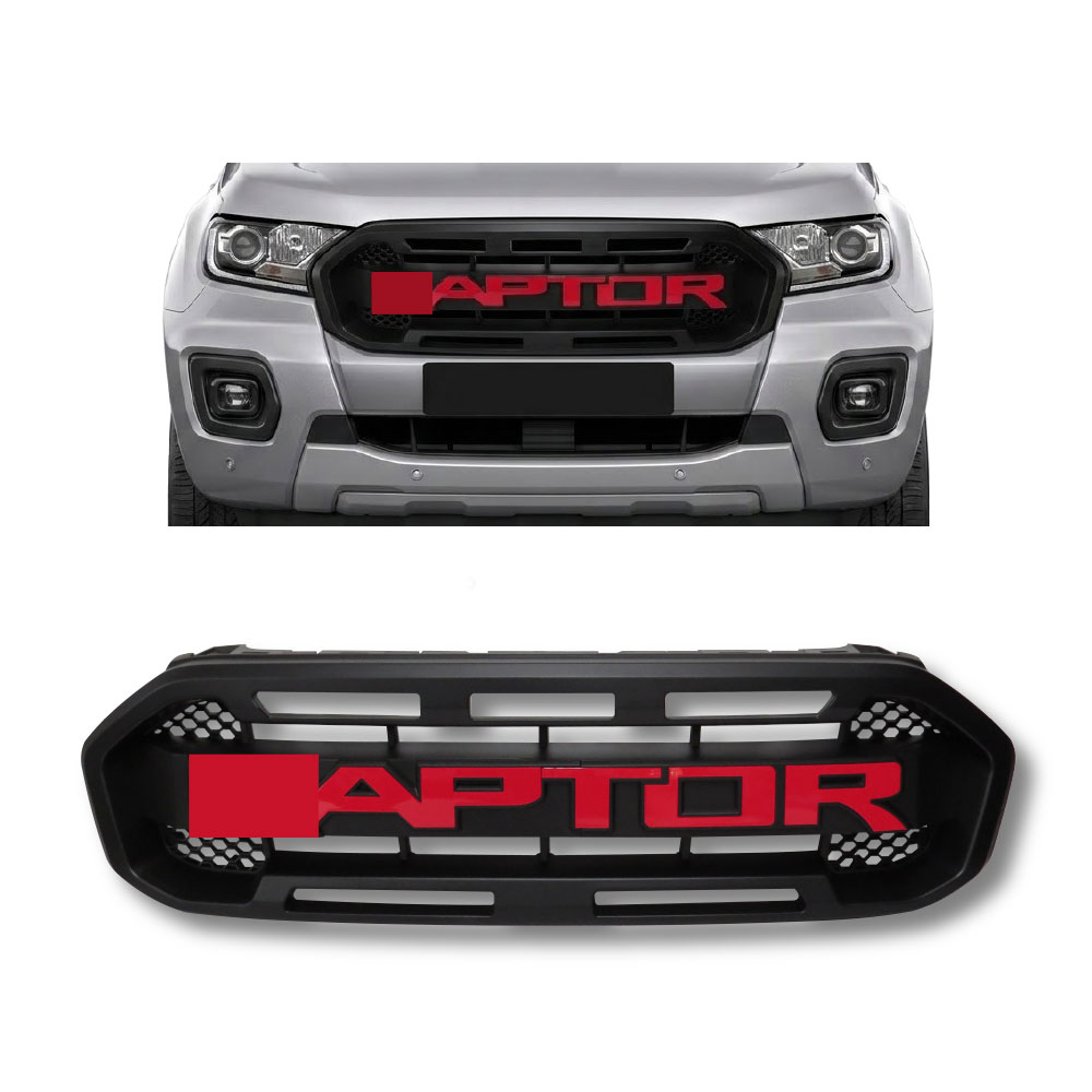 RANGER T8 2018+ SMALL RAPTOR STYLE GRILL RED LETTERING NO LOGO-D9-FDGT8RAPRED