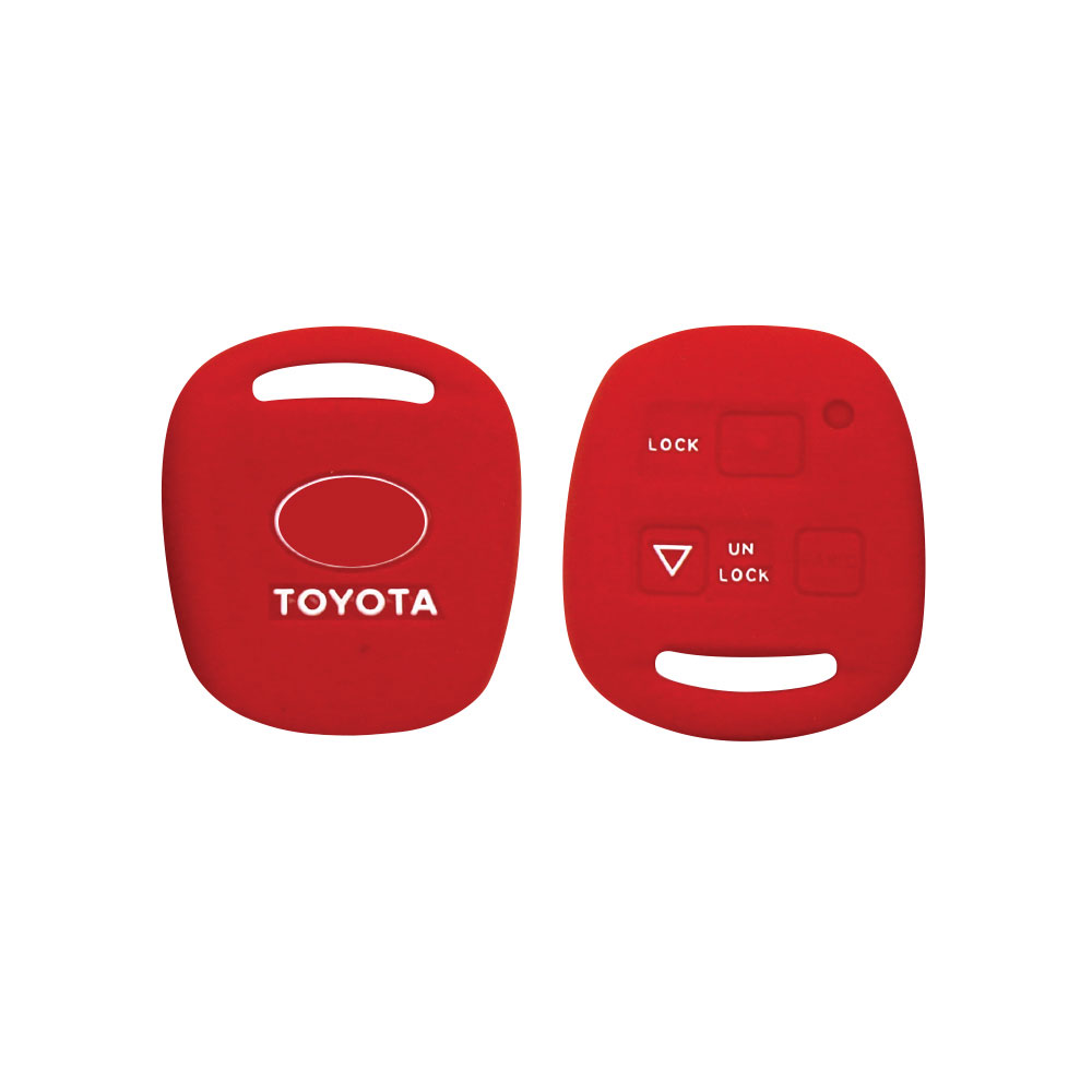 TOYOTA-COROLLA-2014-3-BUTTON-SILICONE-KEY-FOB-CASE-RED-KEYPOUCHTOY3RD