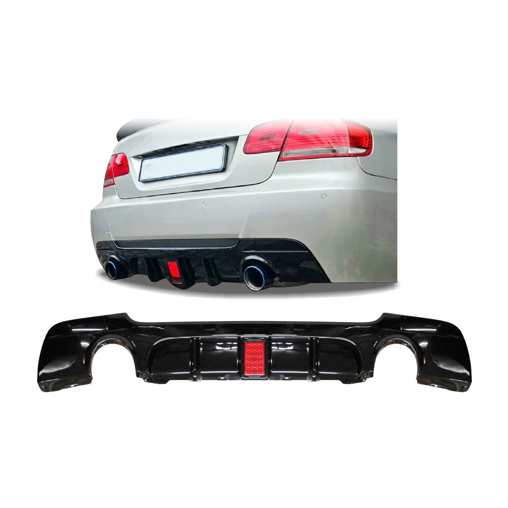 BMW E92 LED DIFFUSER SINGLE PIPE DOUBLE OUTLET GLOSS BLACK-BMWE92DIFFLDS