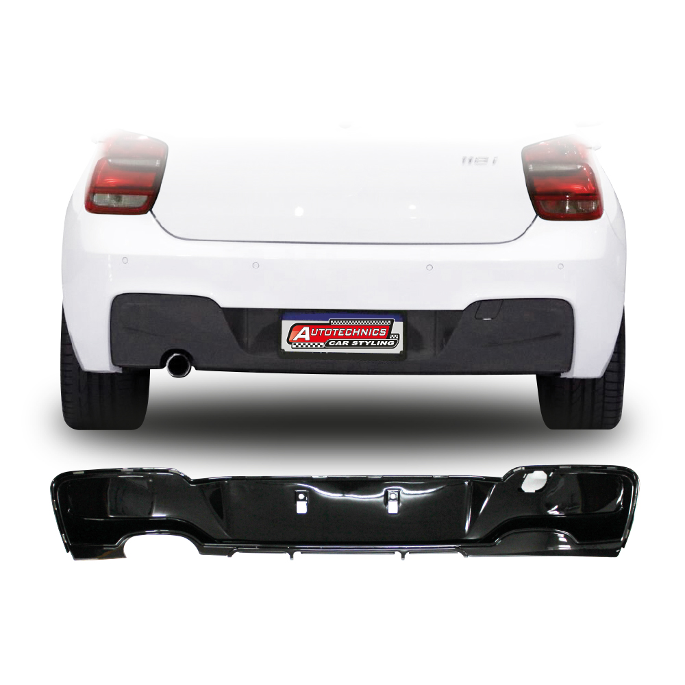 BMW F20 PRE LCI DIFFUSER SINGLE OUTLET DOUBLE PIPE GLOSS BLACK-BMWF20DIFF12SD