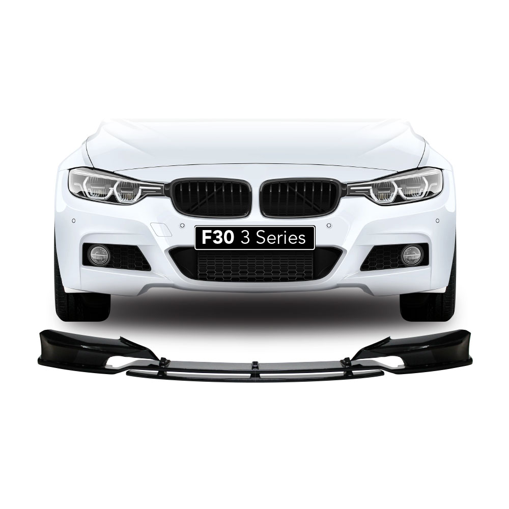 BMW F30 M PERFORMANCE 3D STYLE 4 PIECE FRONT LIP GLOSS BLACK-BMWF30FSPDS