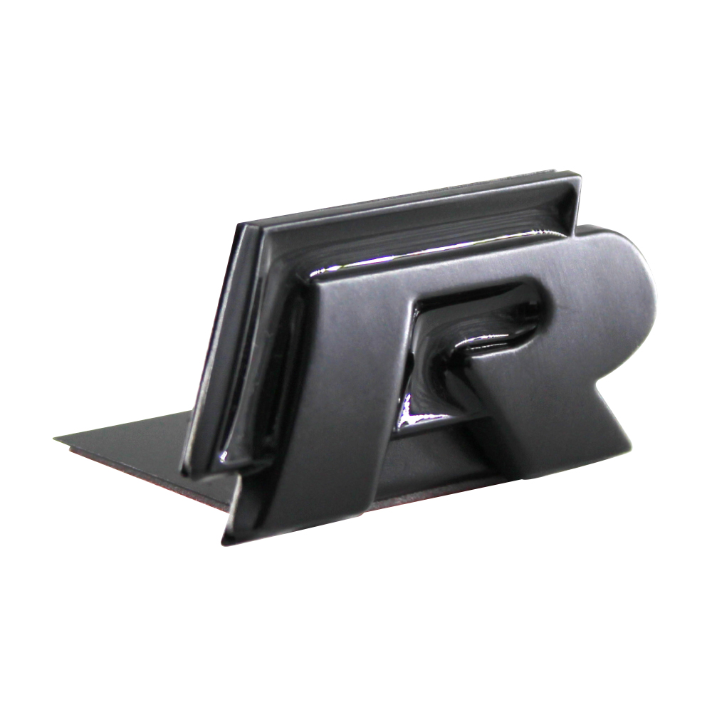 R LINE CLIP TYPE GRILL BADGE MATT BLACK 54x26mm-CHR-J3MB