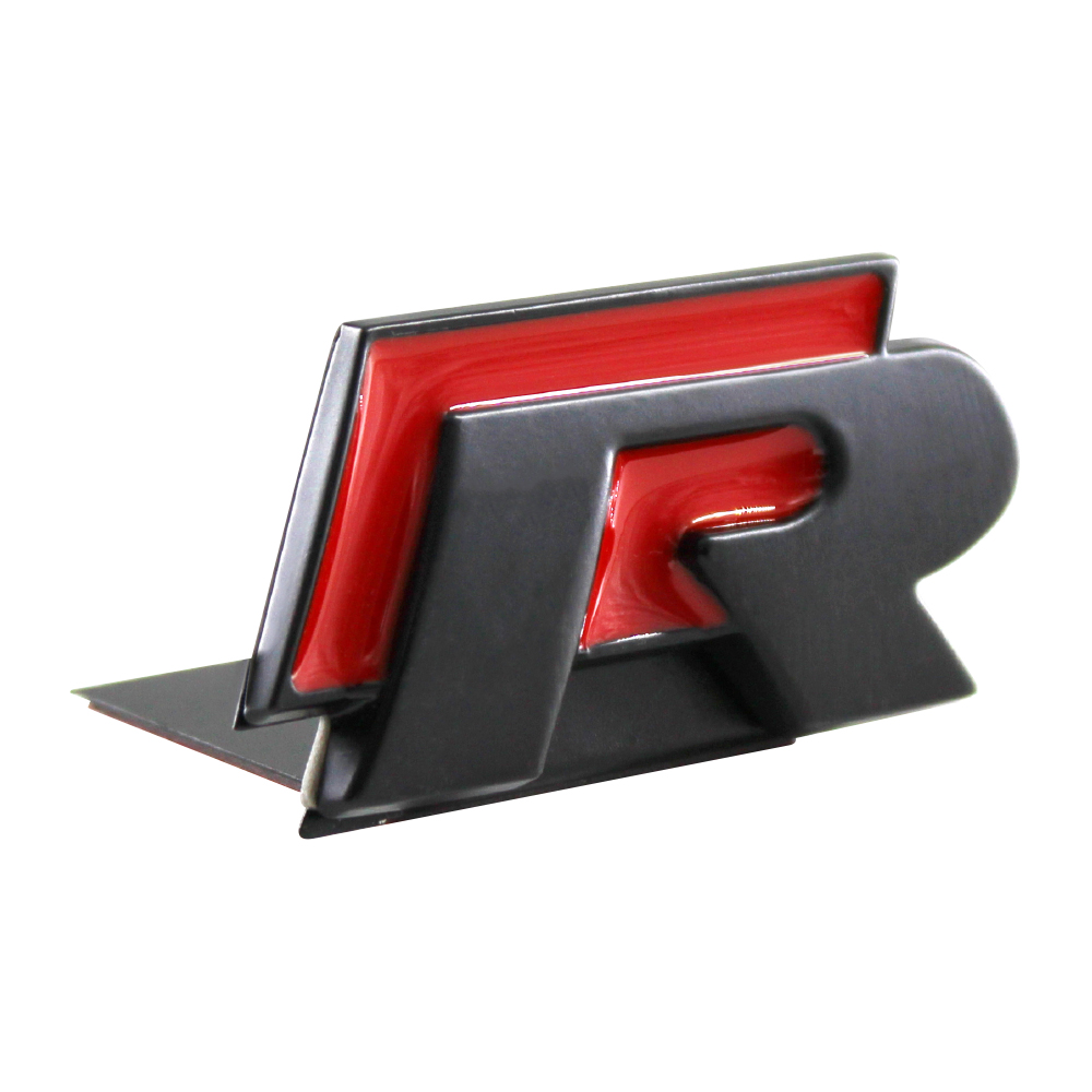 R LINE CLIP TYPE GRILL BADGE MATT RED 54x26mm-CHR-J3REMB