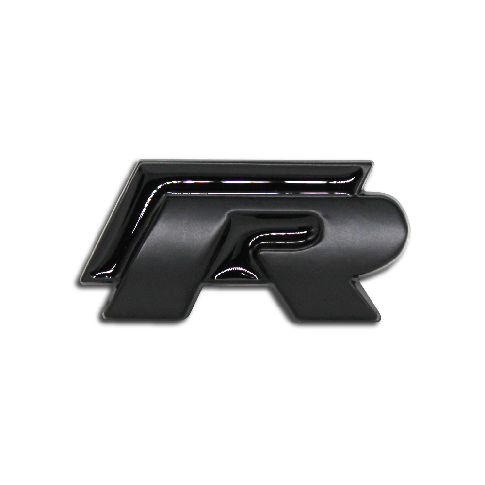 R STICK ON BOOT BADGE MATT BLACK ON GLOSS BLACK-CHR-J4BLK