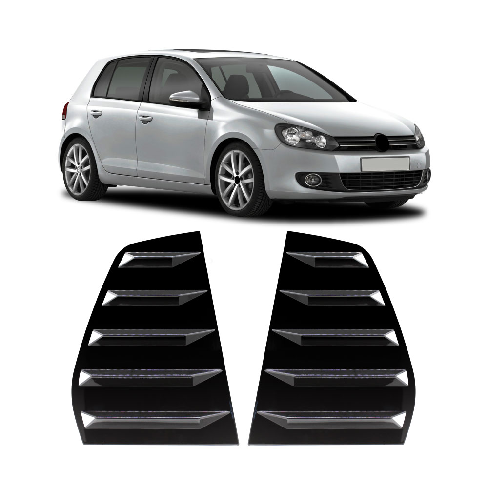 GOLF 6 QUARTER GLASS WINDOW LOUVERS GLOSS BLACK-GOLF6LOUVRE