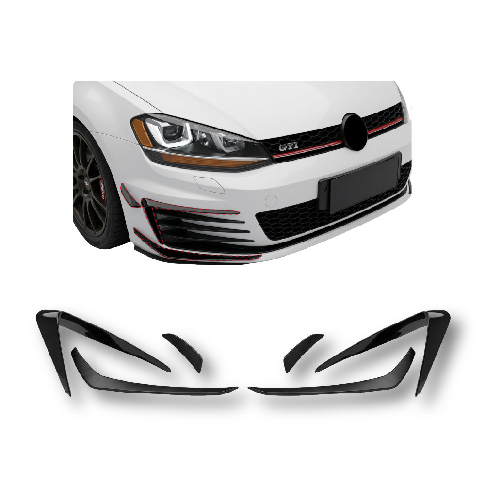GOLF 7 GTI FRONT BUMPER CANARD KIT 6 PIECE GLOSS BLACK-GOLF7CANGTI
