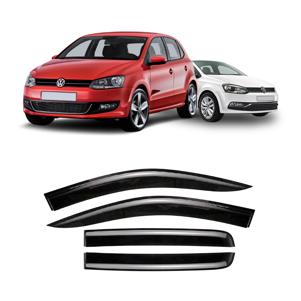 VW POLO 2011-2018 GLOSS BLACK WINDSHIELDS 4PC-WSSVP04BK4