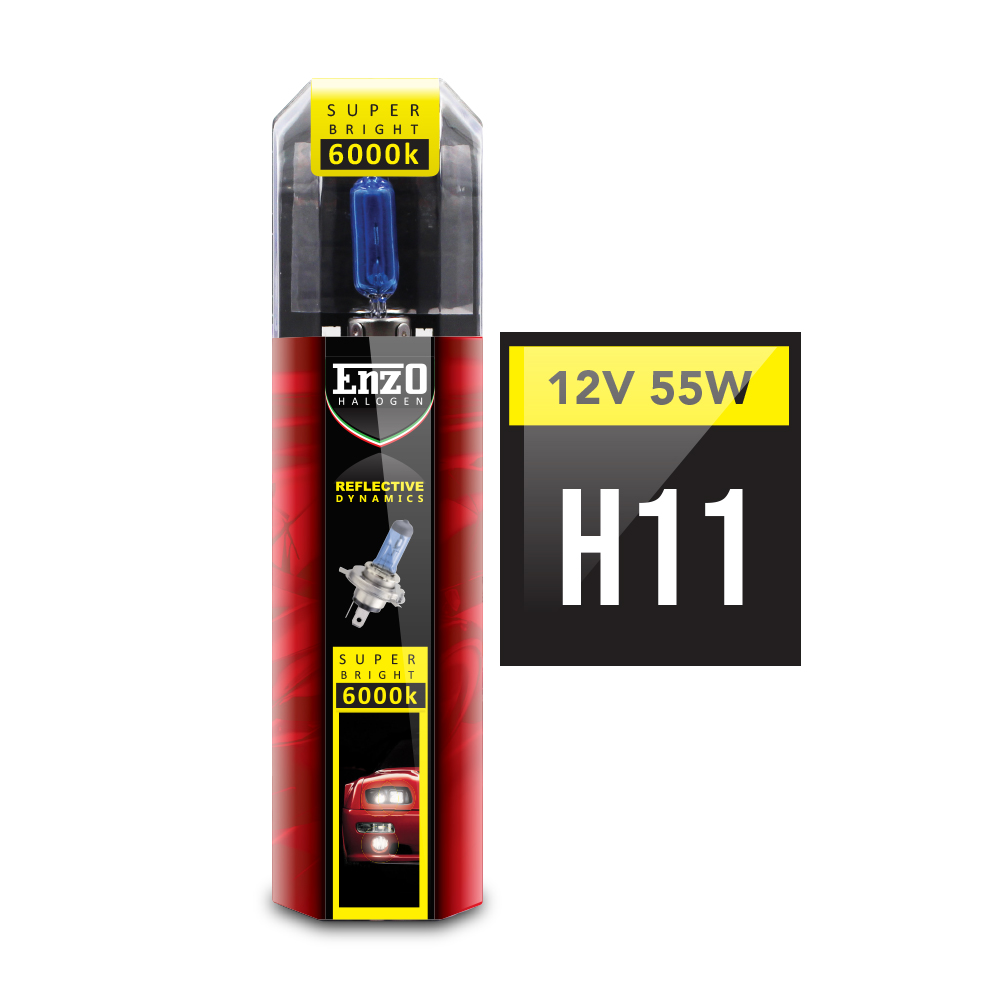 H11 ENZO 55 WATT SUPER WHITE HALOGEN BULBS-H11