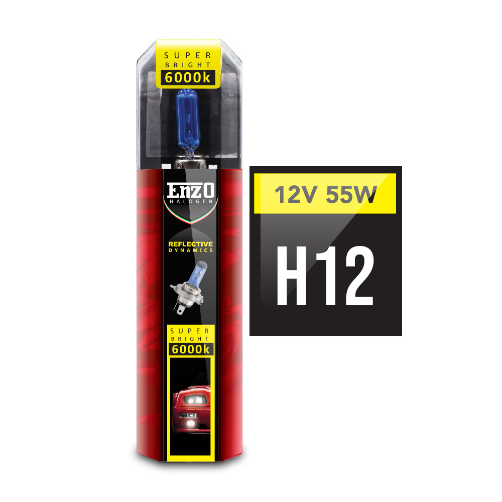 H12 ENZO 55 WATT SUPER WHITE HALOGEN BULBS-H12P