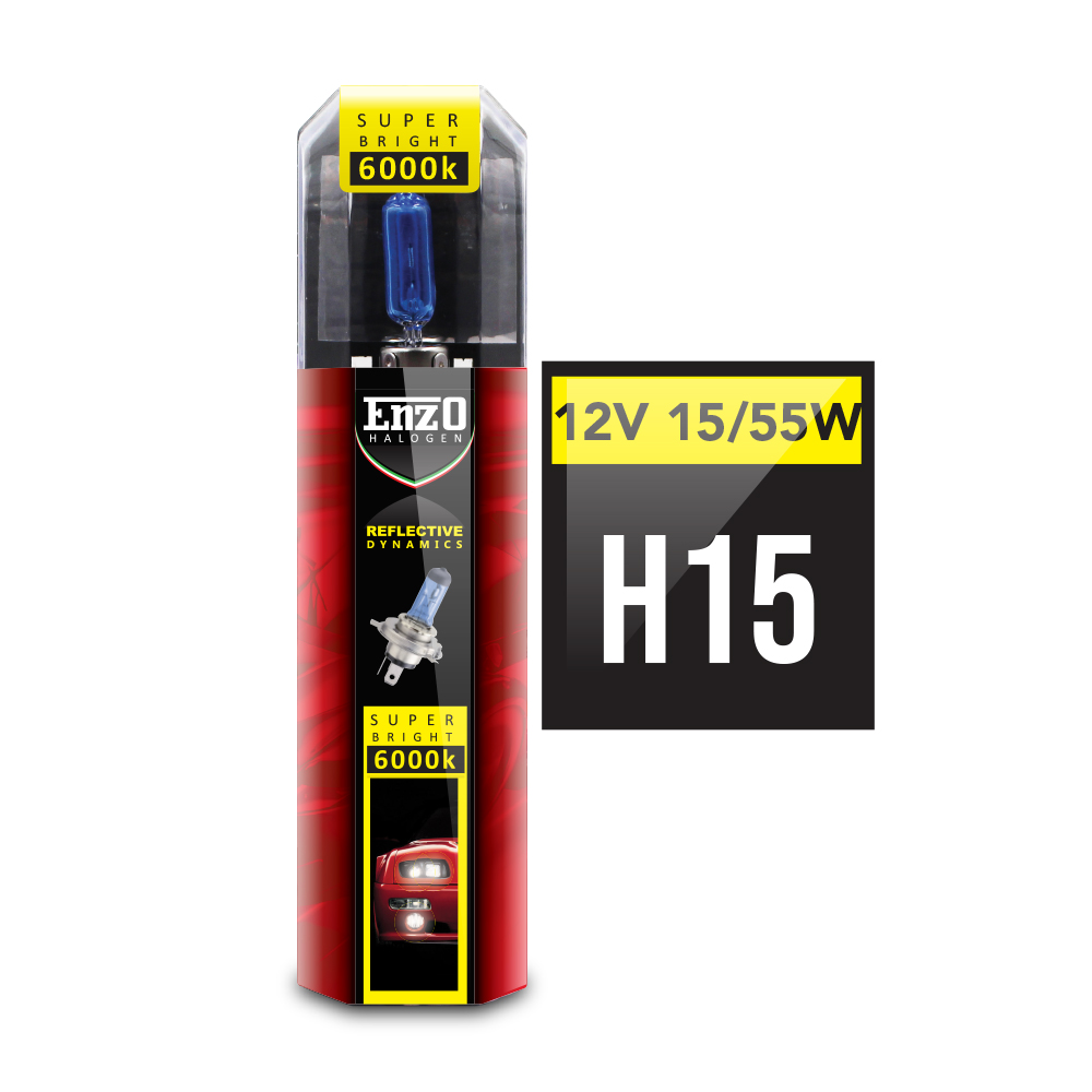 H15 ENZO 55 WATT SUPER WHITE HALOGEN BULBS-H15PLASMA