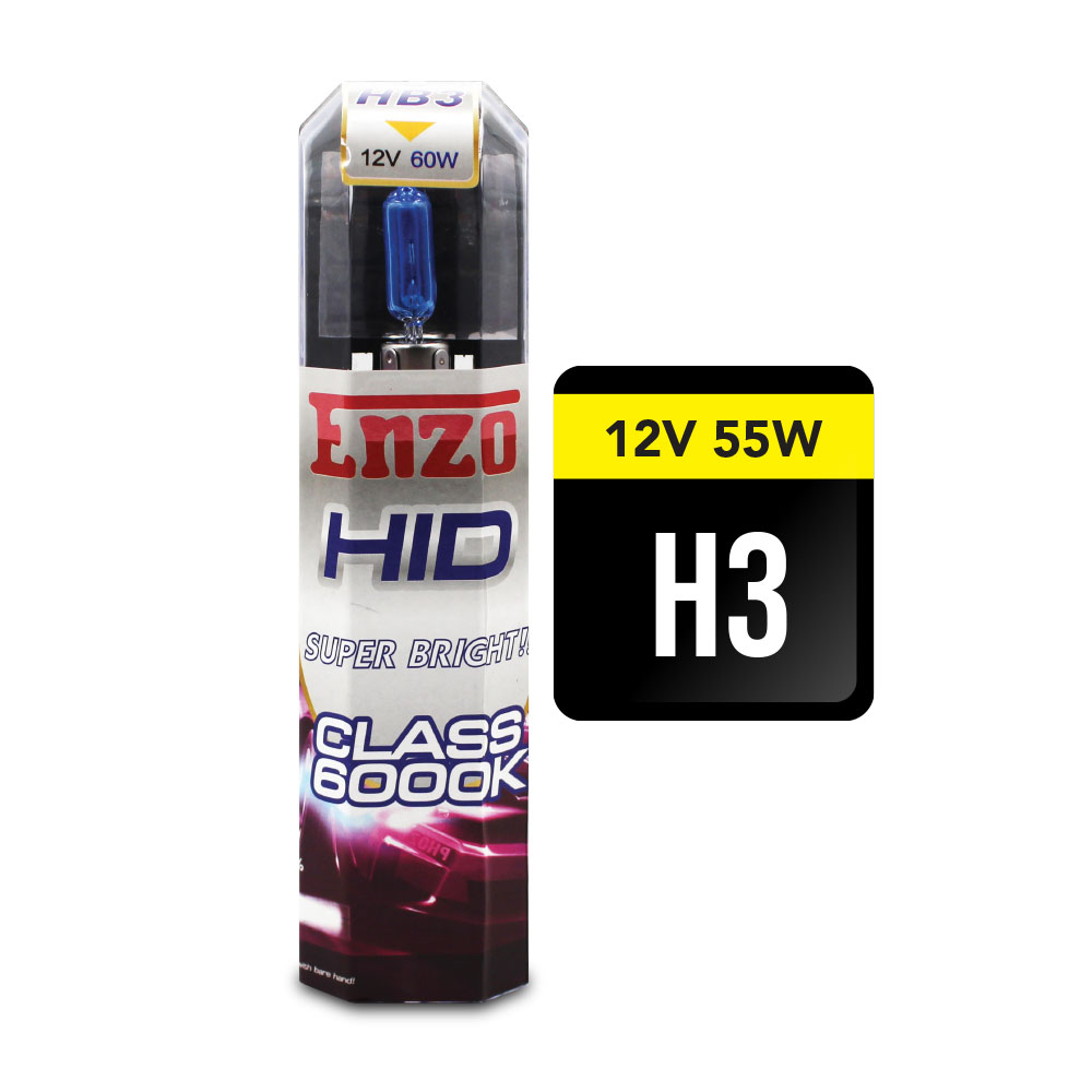 H3 ENZO 55 WATT SUPER WHITE HALOGEN BULBS (OLD PACKAGING)-H3PLASMA