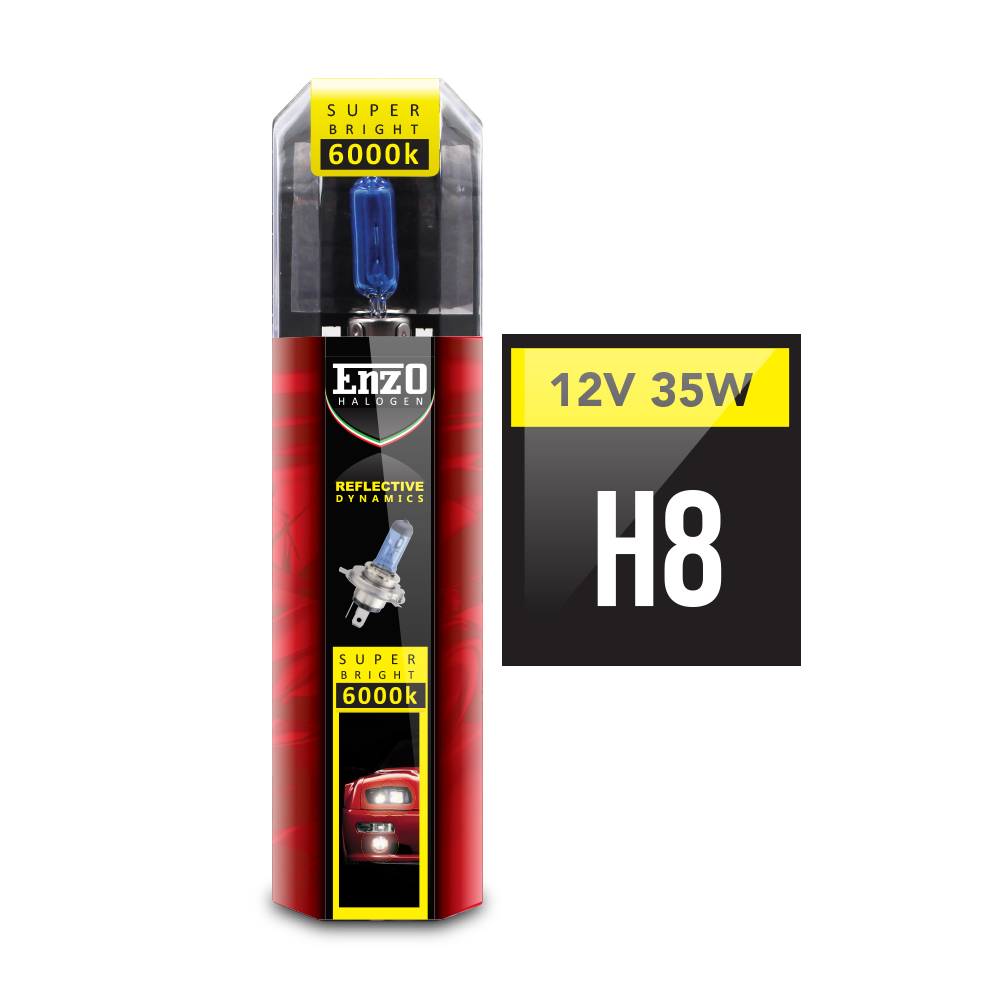 H8 ENZO 55 WATT SUPER WHITE HALOGEN BULBS-H8P