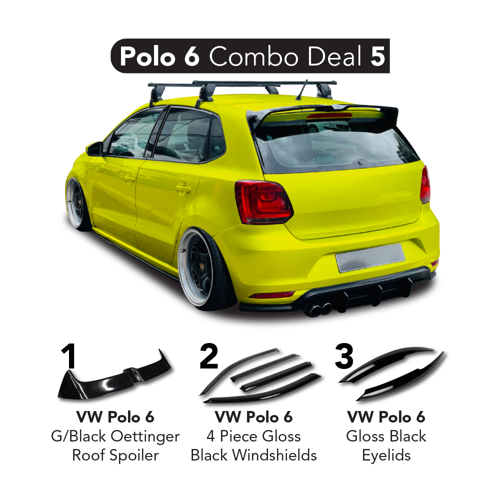 POLO 6 COMBO DEAL 5, OETTINGER ROOF SPOILER, 4 PIECE WINDSHIELDS & EYELIDS
