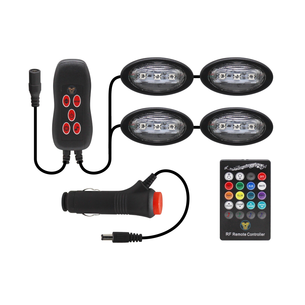 DRL 4 PIECE INTERIOR RGB MUSIC BEAT SYNC WITH REMOTE-DRL-LED4