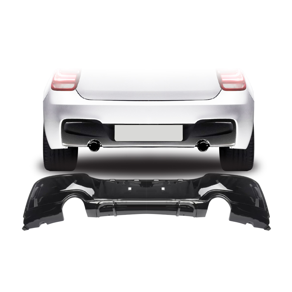 BMW F20 2012+ DOUBLE OUTLET SINGLE PIPE DIFFUSER GLOSS BLACK-BMWF20DIFF12DS