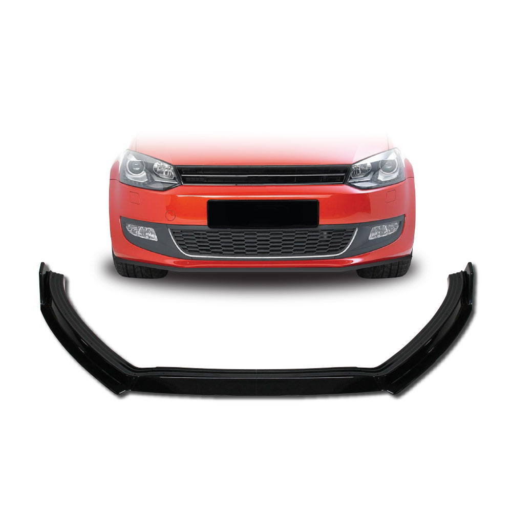 POLO 6 SLIM FRONT LIP SPOILER 3 PIECE GLOSS BLACK-PFSP9F3PCS