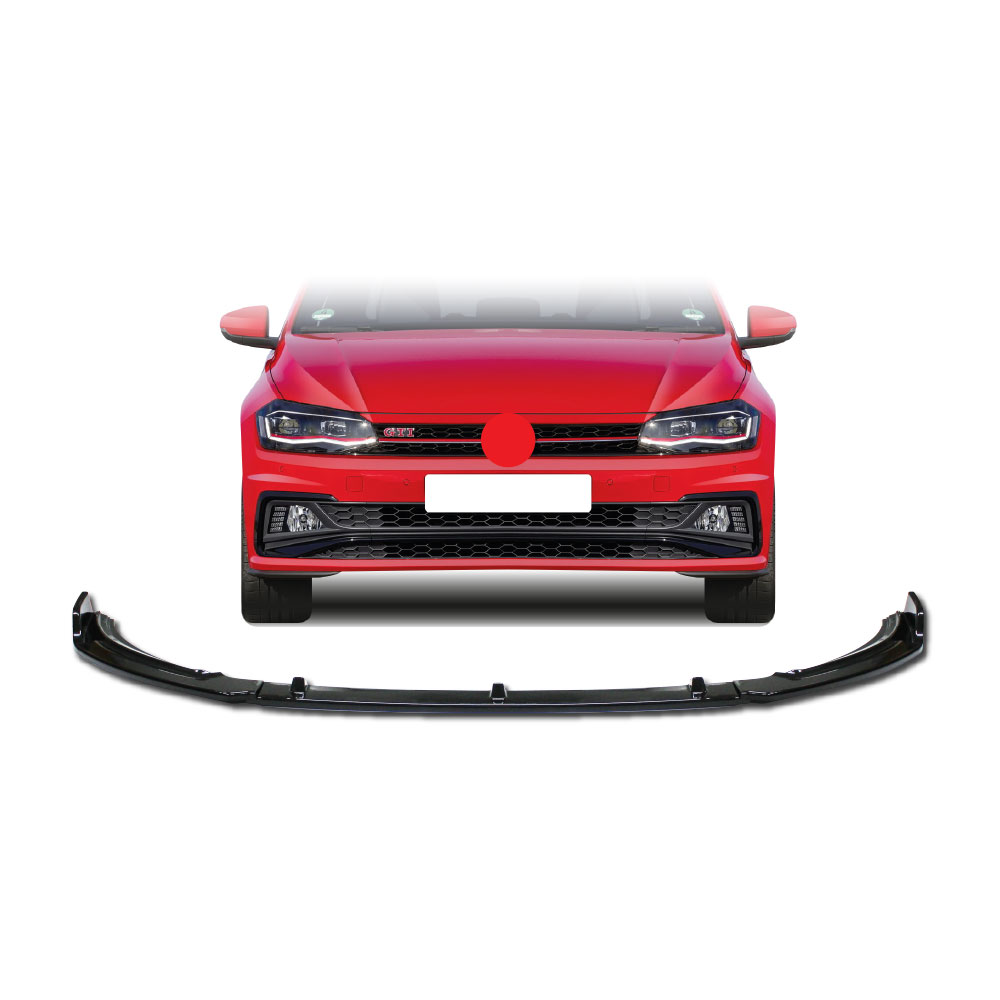 POLO 8 MAXTON 3 PIECE FRONT LIP SPOILER WITH UPTURNS GLOSS BLACK-PFSP9TSI3P