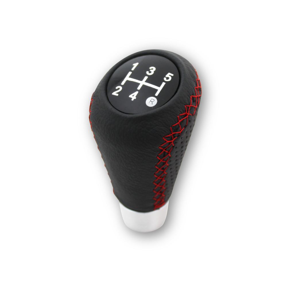 MOMO STYLE SHORT BLACK 5 SPEED GEAR KNOB WITH RED STITCHING-GEARNOB10