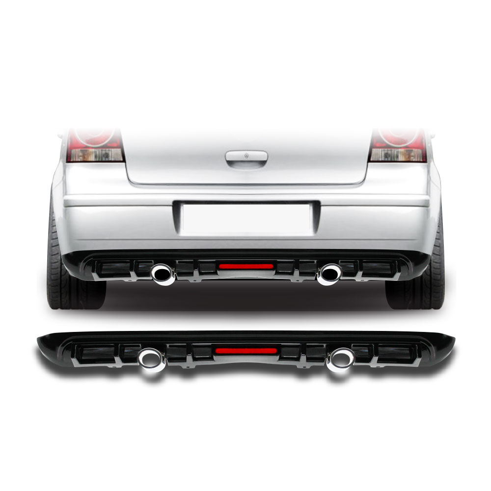 POLO VIVO DOUBLE PIPE DOUBLE OUTLET LED REAR DIFFUSER GLOSS BLACK-PFSP8R2LED