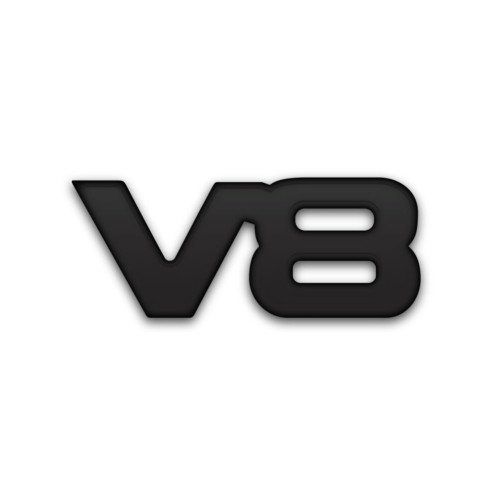 V8 BLACK STICK ON BOOT BADGE 75x30MM-CHR-V8BK