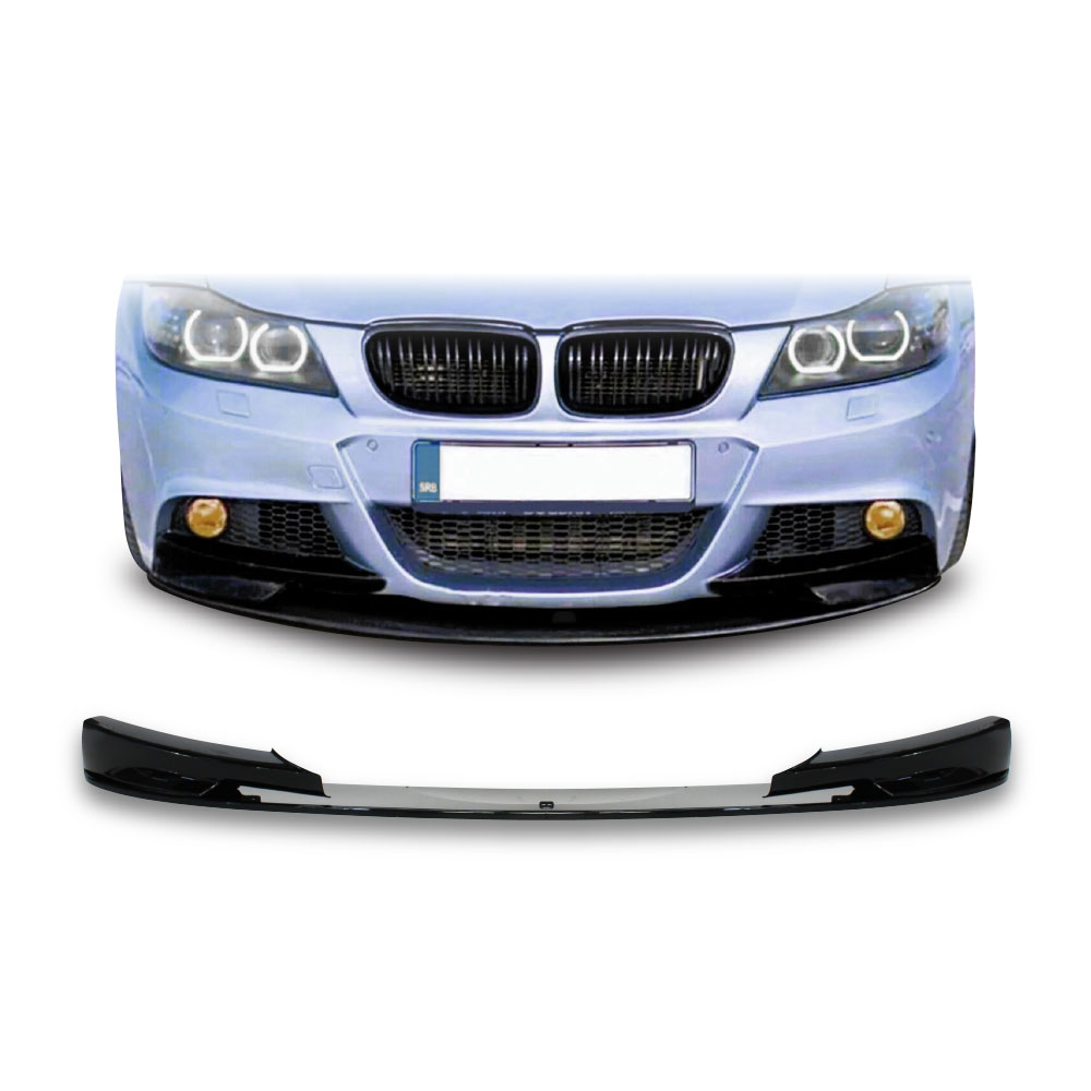 BMW E90 FACELIFT LCI M PERFORMANCE SPORT FRONT LIP 4 PIECE GLOSS BLACK-BMWE904PCFLS