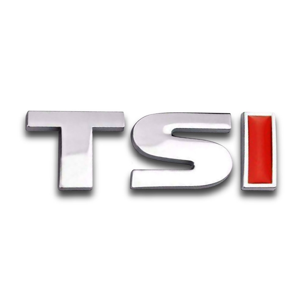 TSI CHROME & RED STICK ON BOOT BADGE-CHR-TSI