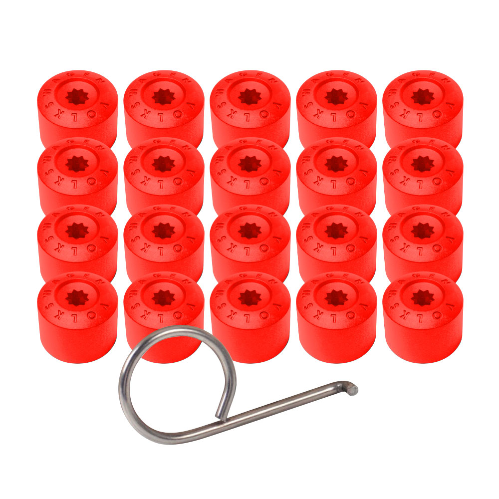 VW OE WHEEL NUT COVERS RED 17MM-WHEELNUTB17RD