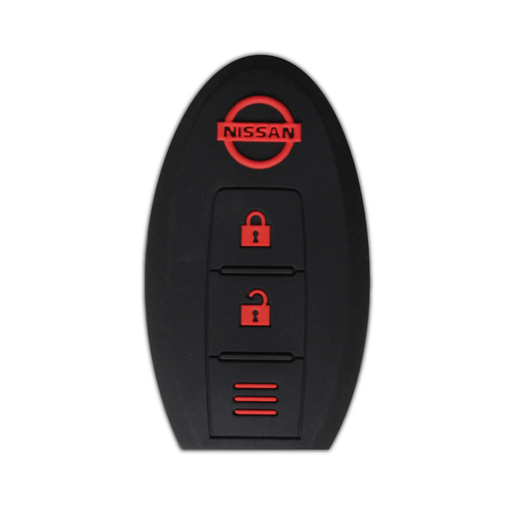 NAVARA KEYLESS 2 BUTTON SILICONE KEY POUCH BLACK & RED-KEYPOUCHNIS