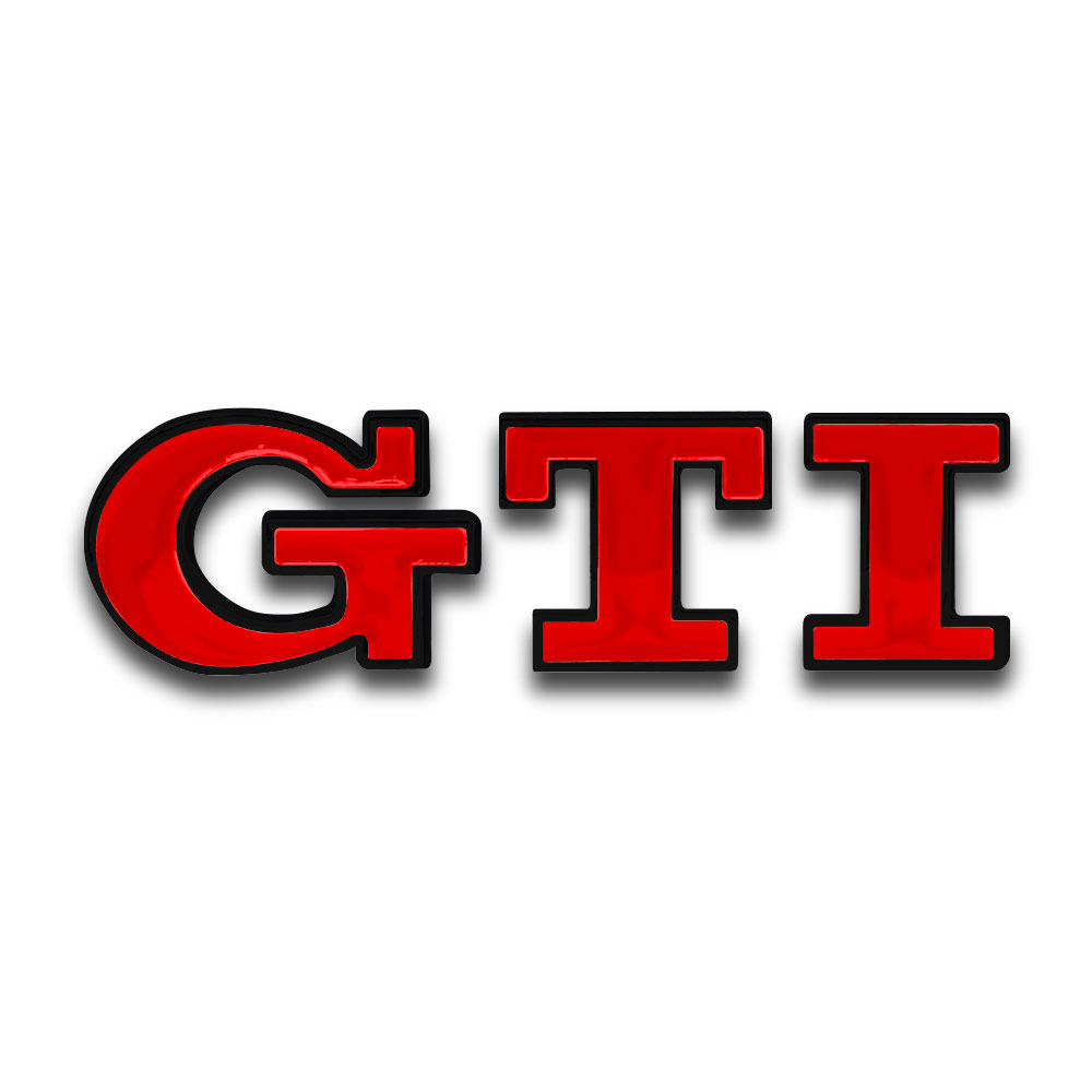 GTI STICK ON BOOT BADGE BLACK AND RED 80MM-CHR-GTIBB5