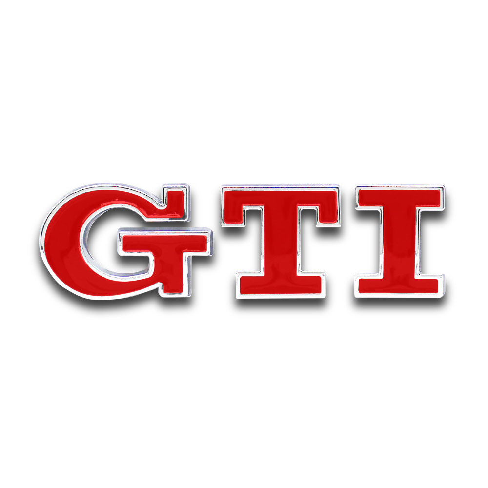 GTI STICK ON BOOT BADGE CHROME AND RED 80MM-CHR-GTIBB4