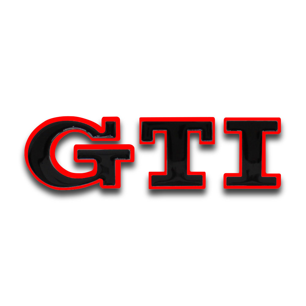 GTI STICK ON BOOT BADGE RED AND BLACK 80MM-CHR-GTIBB1