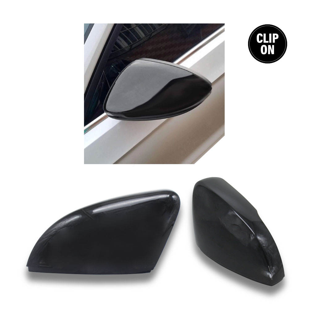 POLO 6, 6R & VIVO CLIP ON MIRROR COVERS GLOSS BLACK-PFSP9NM6